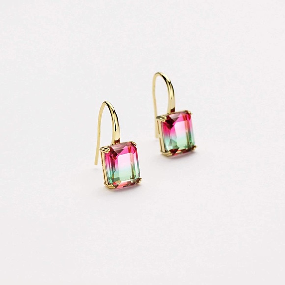 Watermelon Tourmaline earrings high quality elegant hand made ombre gradient - Picture 3 of 11